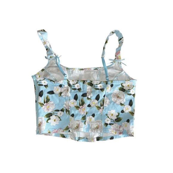 Victoria's Secret Canvas Crop Top XS Blue Floral tank shirt - Picture 3 of 6